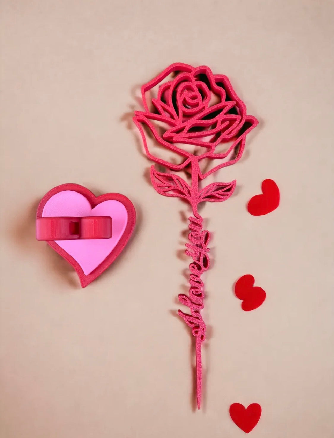 I Love You Rose with Heart Stand