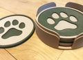 Paw Print Coaster Set with Holder - 4 Pack