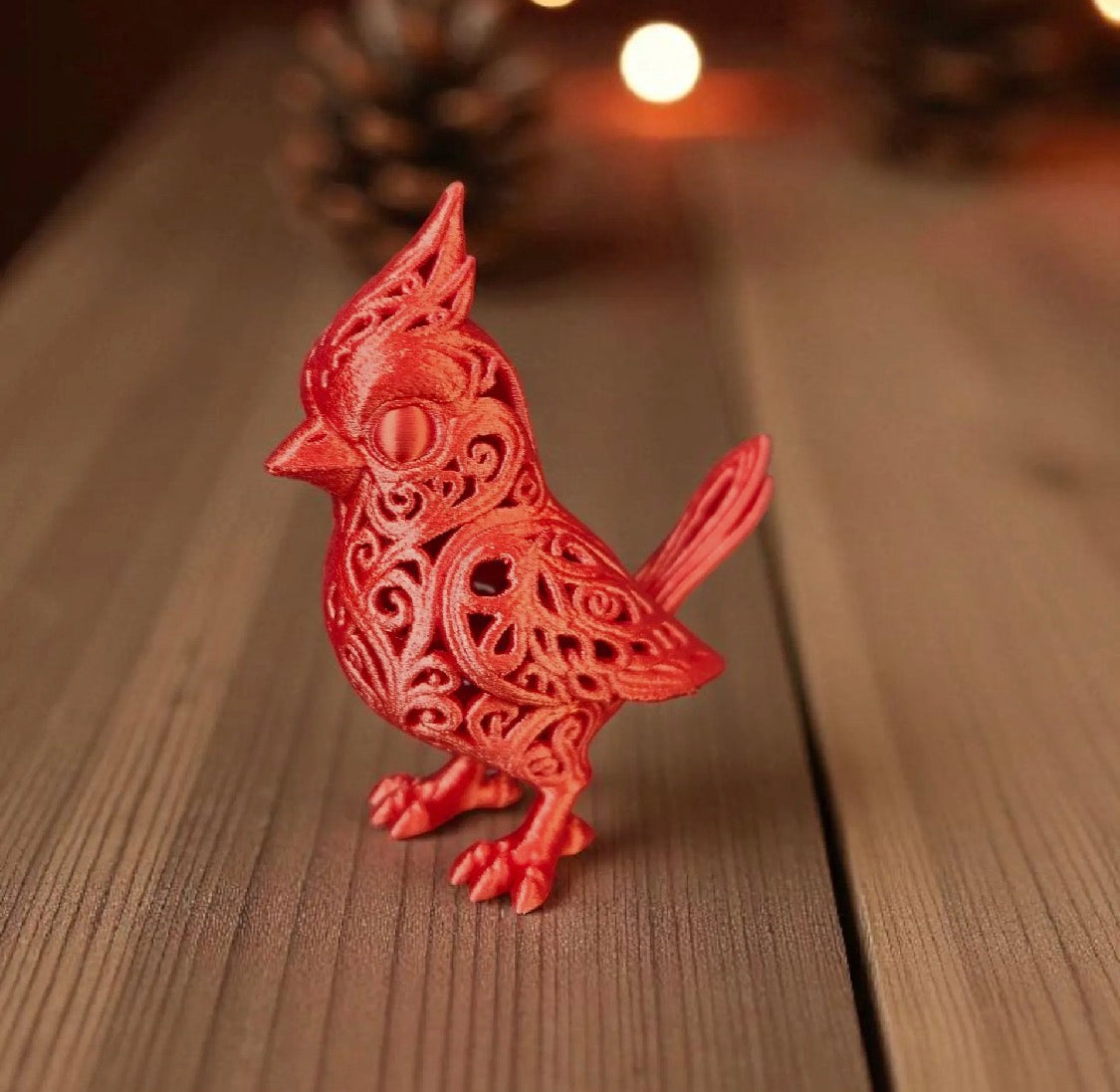 3D Printed Filigree Cardinal Bird Figurine
