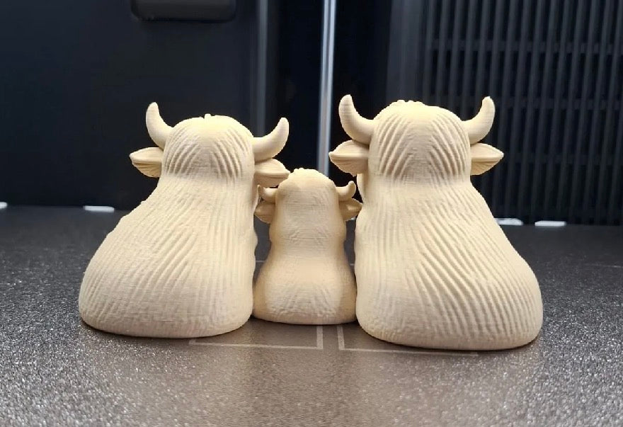 3D Printed Highland Cow Family Figurine Set