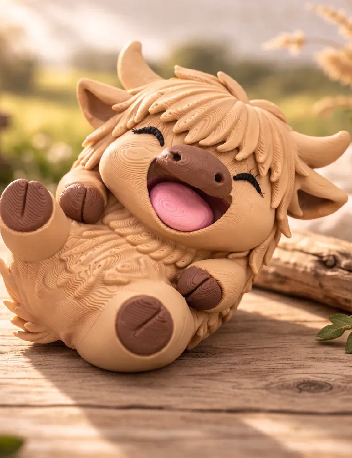 3D Printed Laughing Highland Cow Figurine