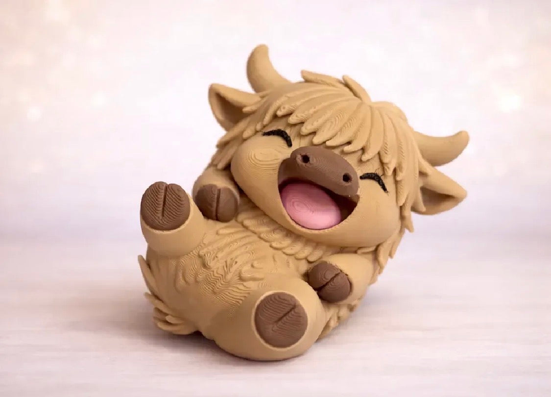 3D Printed Laughing Highland Cow Figurine