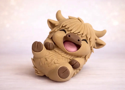 3D Printed Laughing Highland Cow Figurine