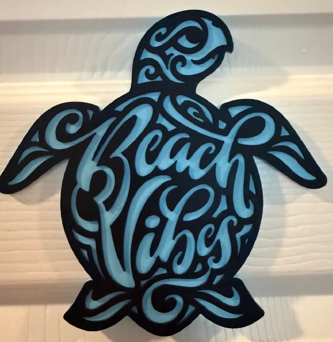 3D Printed Beach Vibes Sea Turtle Wall Art