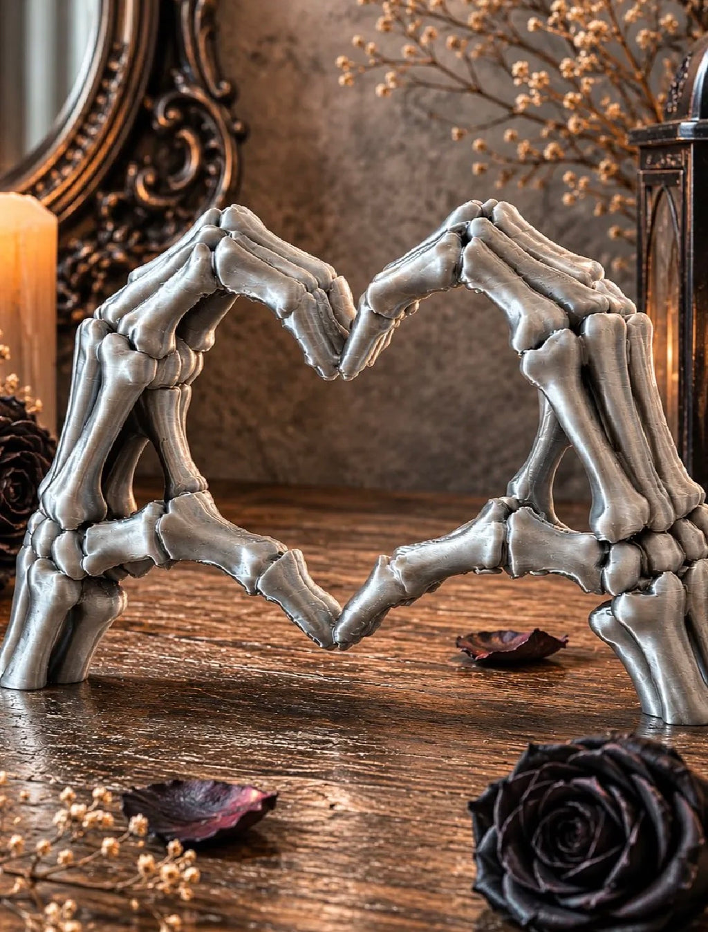 3D Printed Skeleton Heart Hands Figurine