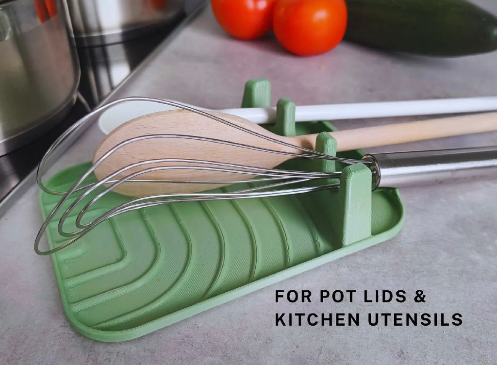 3D Printed Pot Lid & Kitchen Utensil Rest with Drip Tray