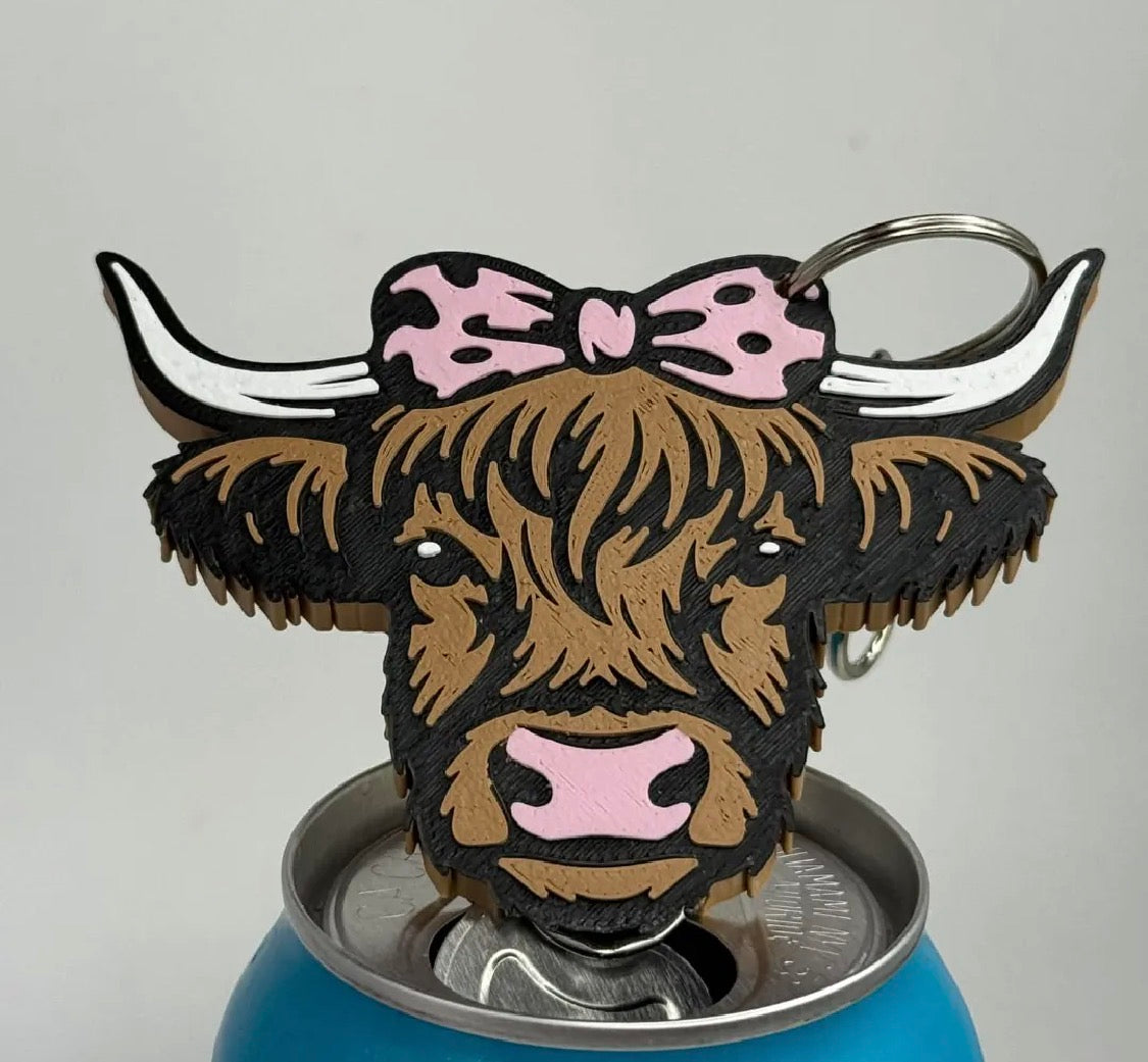 Highland Cow Can Opener Keychain