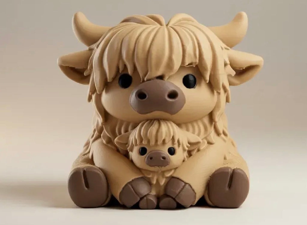Mama & Baby Highland Cow Figurine