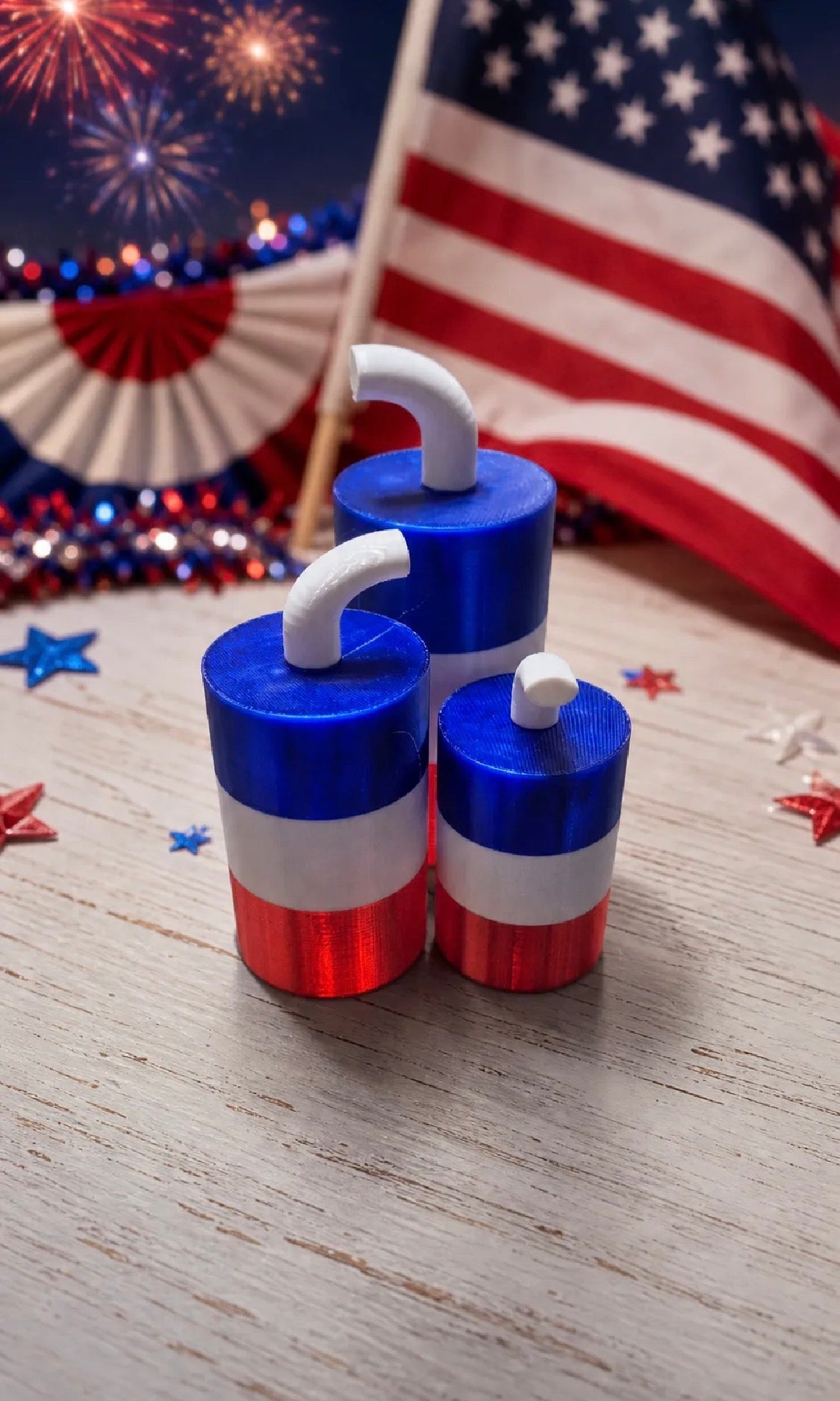 Patriotic Firecracker Candle Set — Set of 3
