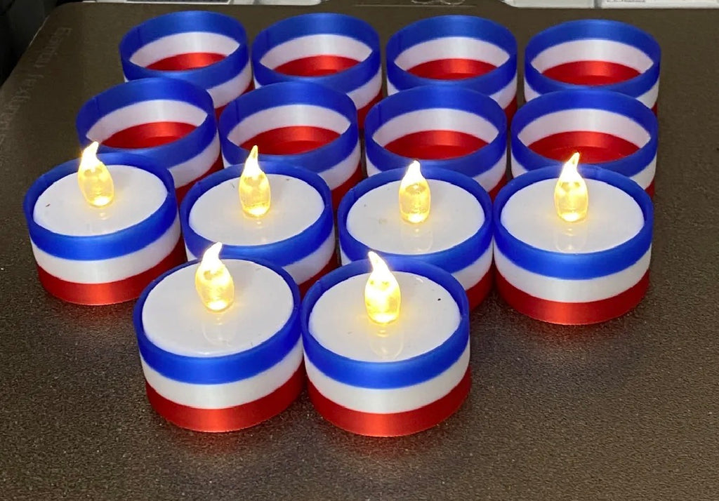 Patriotic Tea Light Covers — Red, White & Blue