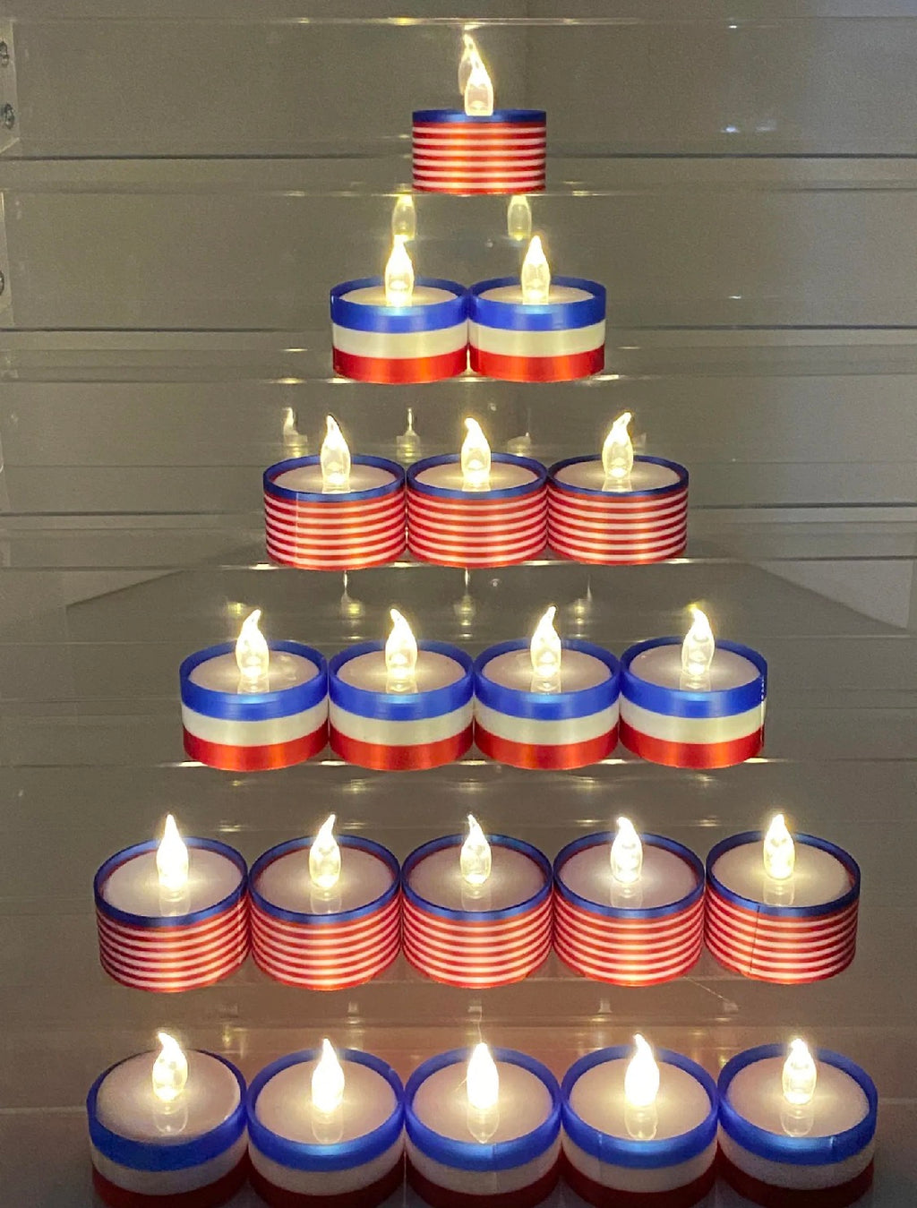 Patriotic Tea Light Covers — Red, White & Blue