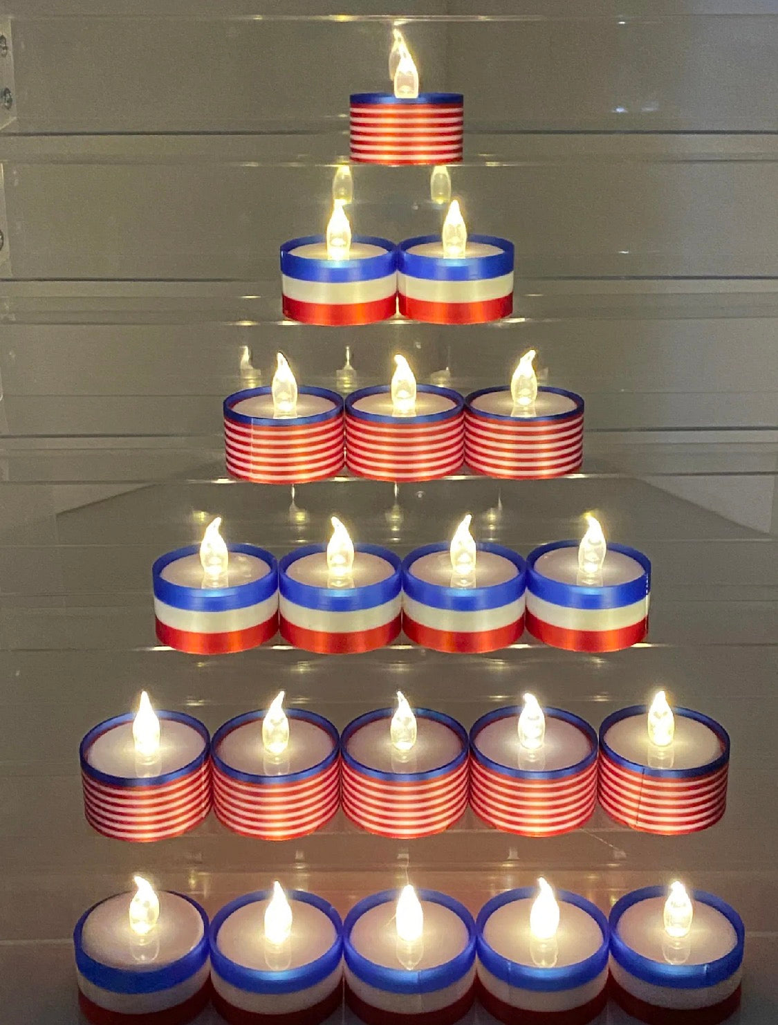 Patriotic Tea Light Covers — Red, White & Blue
