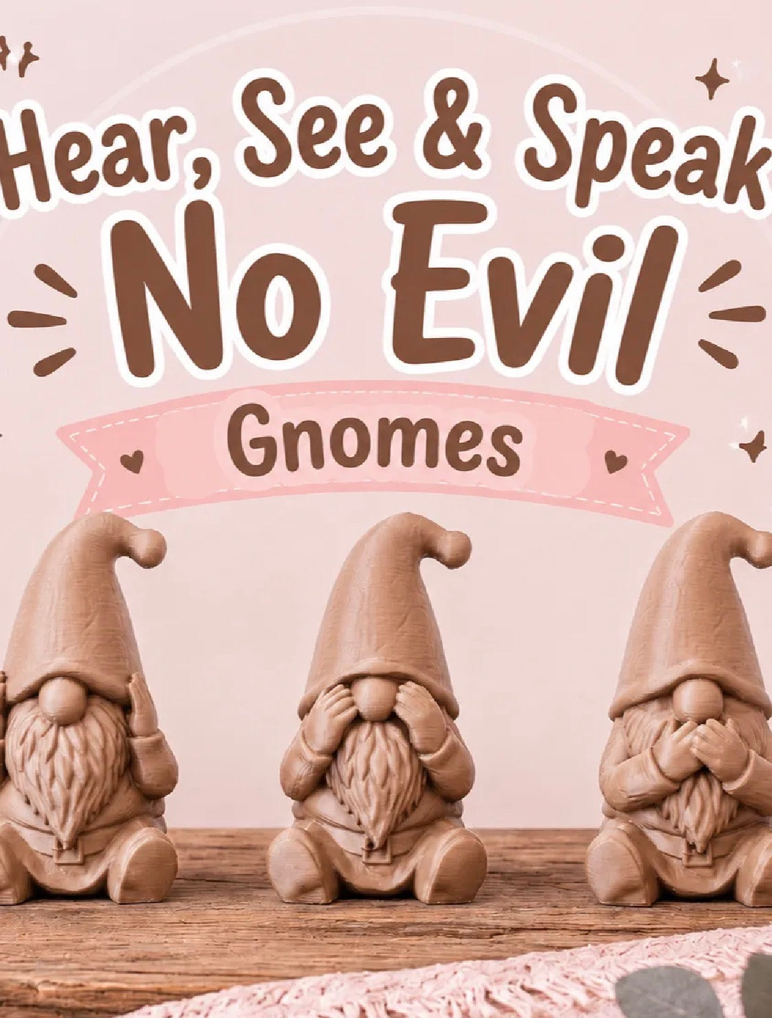 Hear, See & Speak No Evil Gnomes — Set of 3
