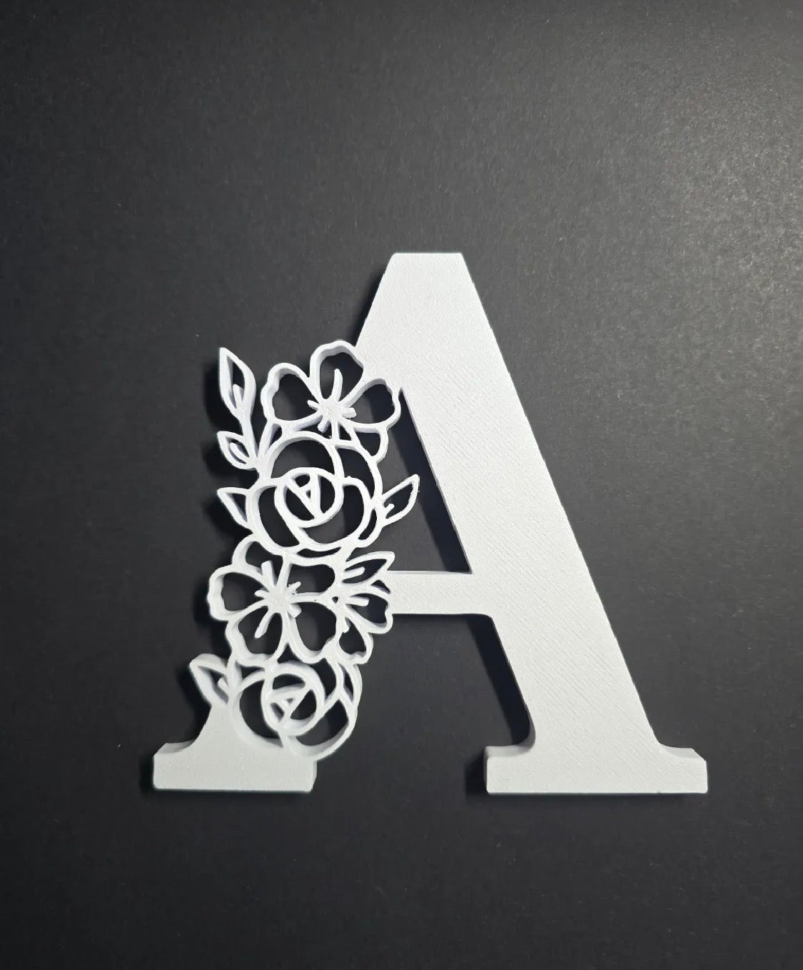 Floral Initial Letter — 3D Printed Wall Decor (A–Z)