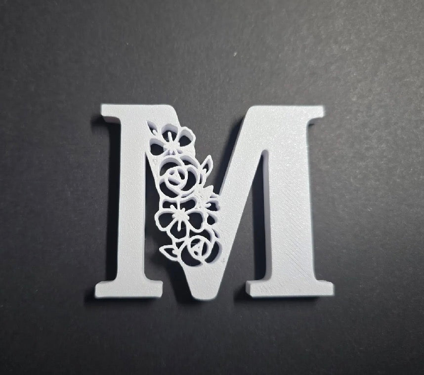 Floral Initial Letter — 3D Printed Wall Decor (A–Z)