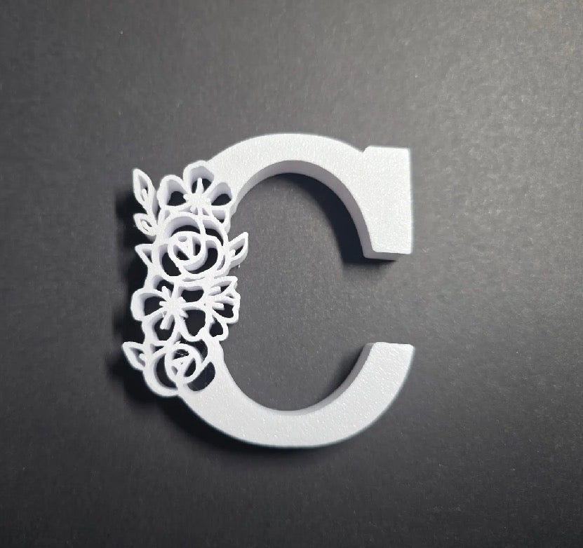 Floral Initial Letter — 3D Printed Wall Decor (A–Z)