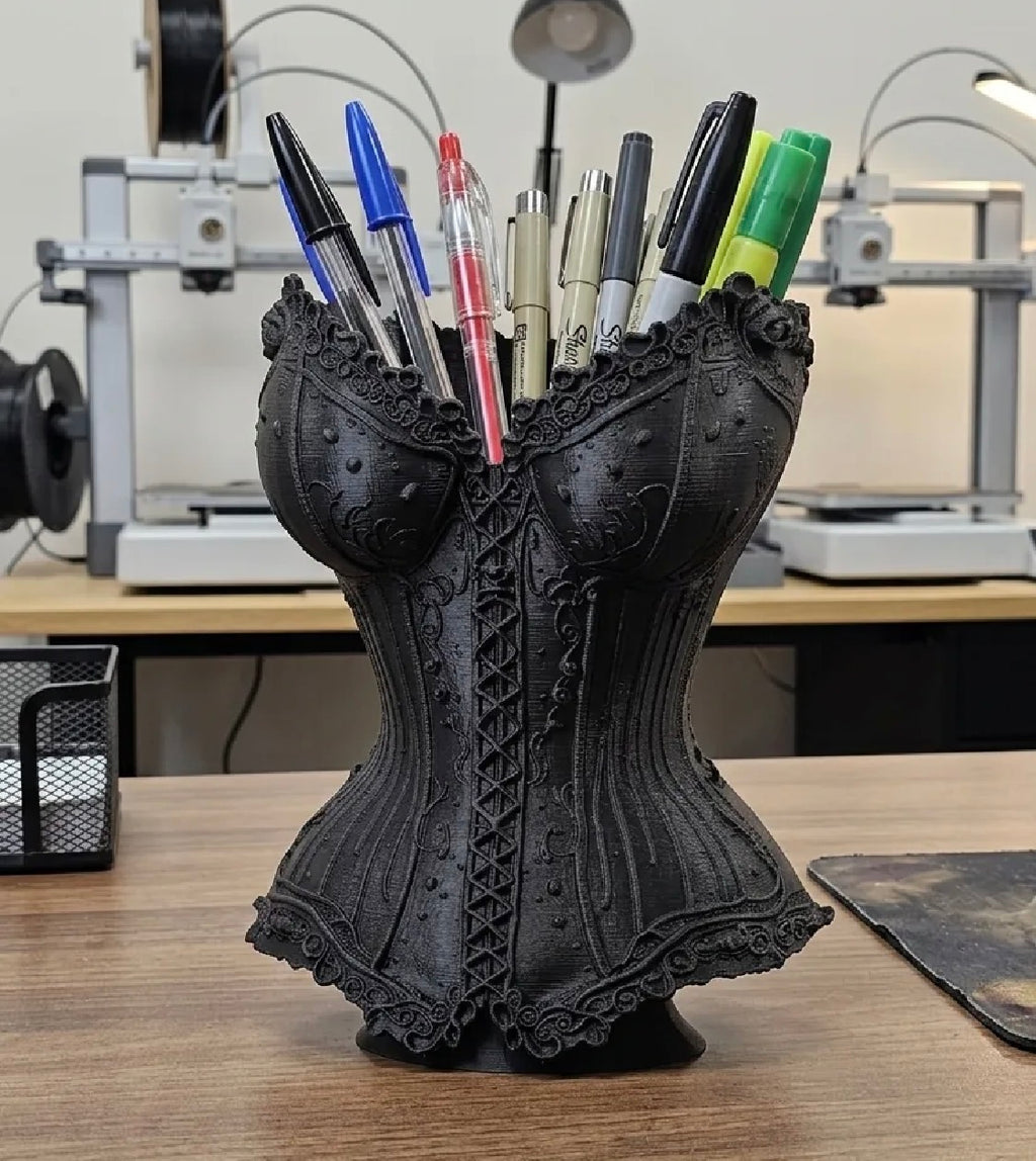 Gothic Corset Makeup Brush & Pen Holder