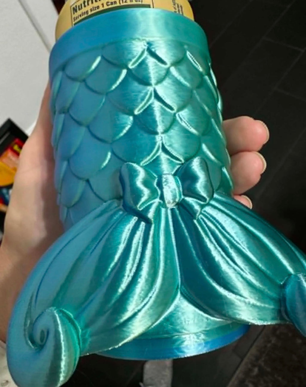 3D Printed Mermaid Tail 12oz Slim Can Cup Holder