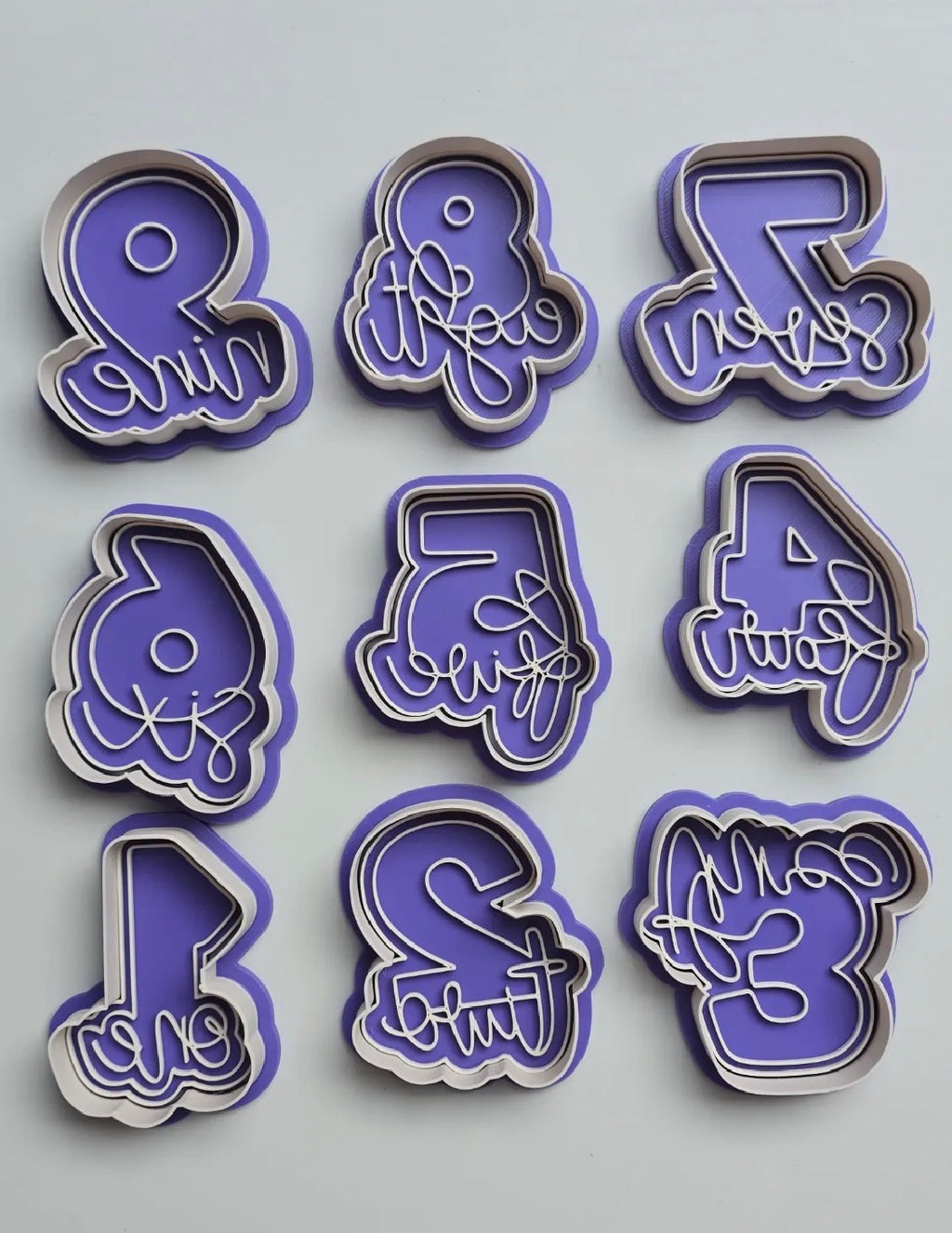 3D Printed Number Cookie Cutters Set — Numbers 1 Through 9
