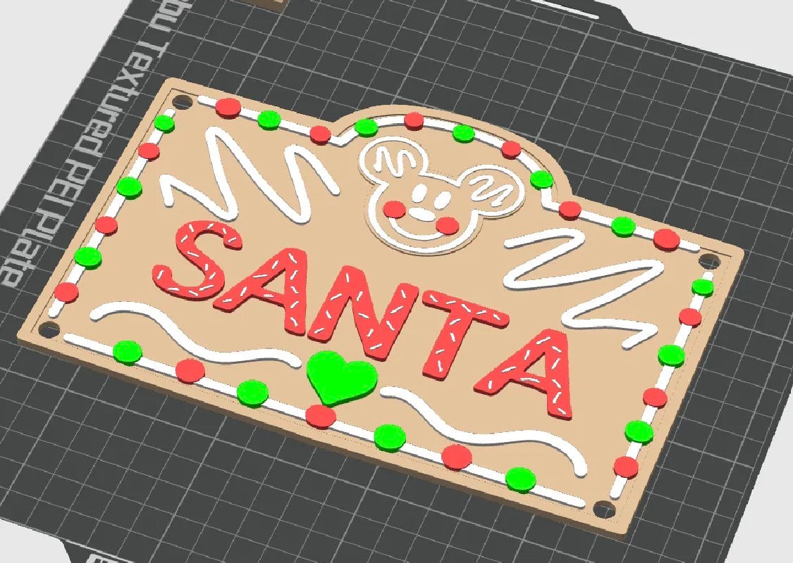 3D Printed Gingerbread Style Santa Sign — Christmas Wall Plaque