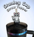 3D Printed Cat Straw Topper — Cute Kitten Tumbler Accessory