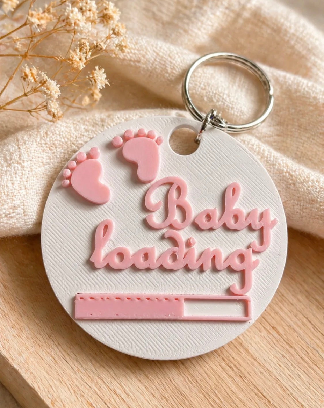 3D Printed Baby Loading Keychain — Baby Shower Gift