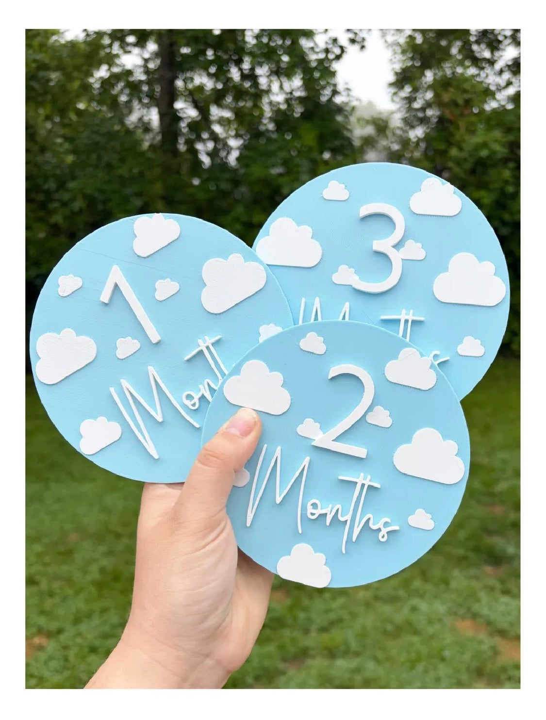 3D Printed Baby Monthly Milestone Disc Set — Months 1–12