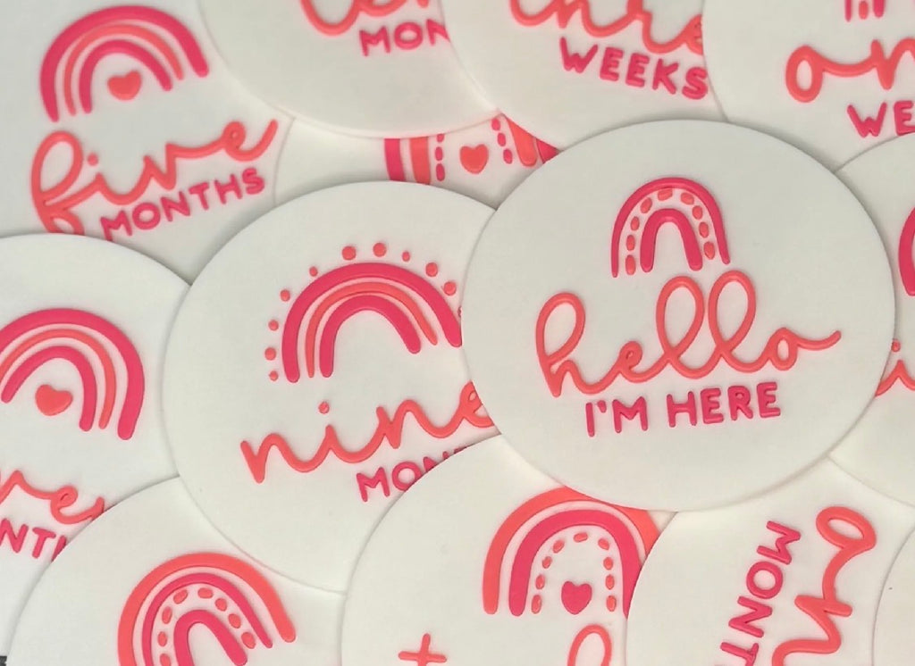 3D Printed Rainbow Baby Milestone Disc Set — Weeks & Months, Pink or Blue