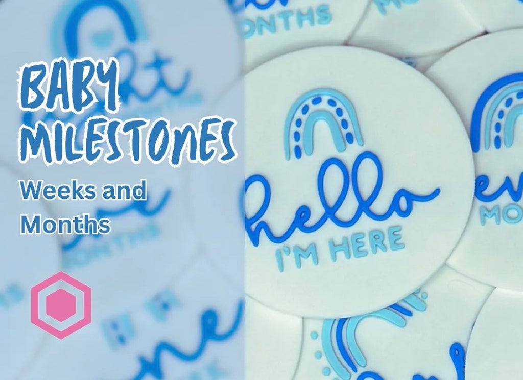 3D Printed Rainbow Baby Milestone Disc Set — Weeks & Months, Pink or Blue
