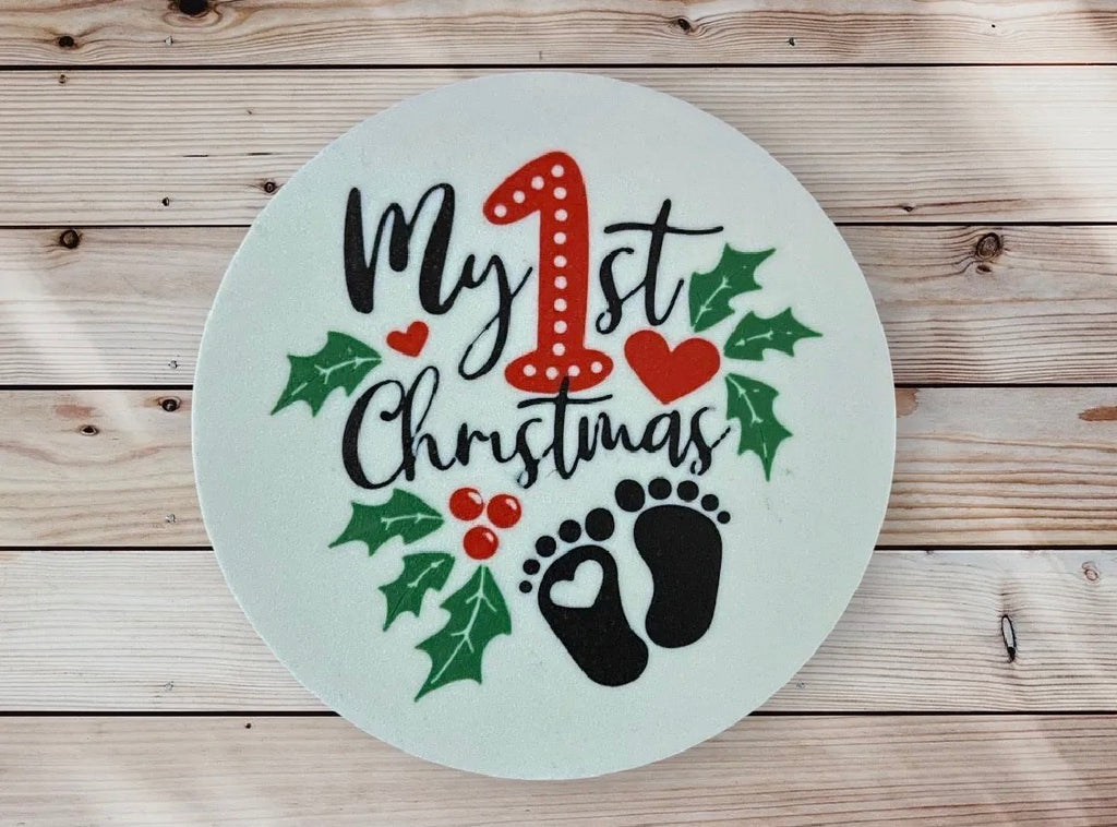 3D Printed Baby's 1st Christmas Milestone Disc — Holiday Photo Prop