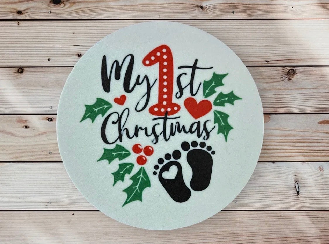 3D Printed Baby's 1st Christmas Milestone Disc — Holiday Photo Prop