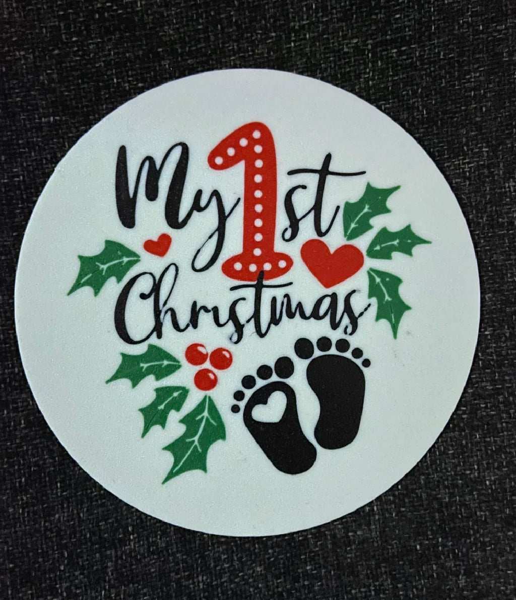 3D Printed Baby's 1st Christmas Milestone Disc — Holiday Photo Prop