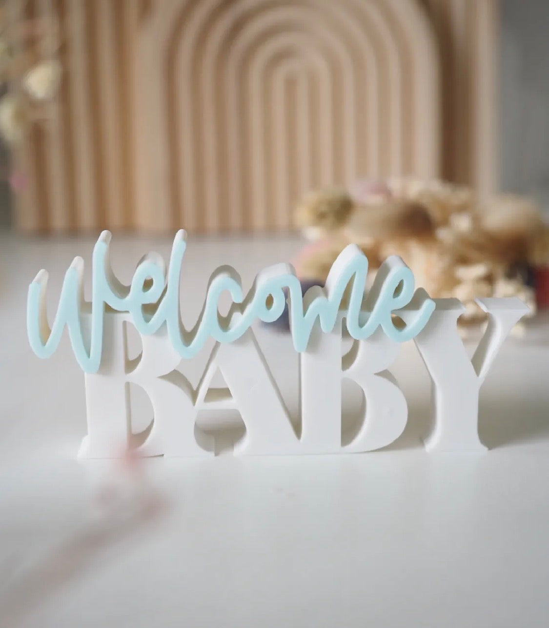 3D Printed Welcome Baby Sign — Baby Shower Decor, Pink or Blue