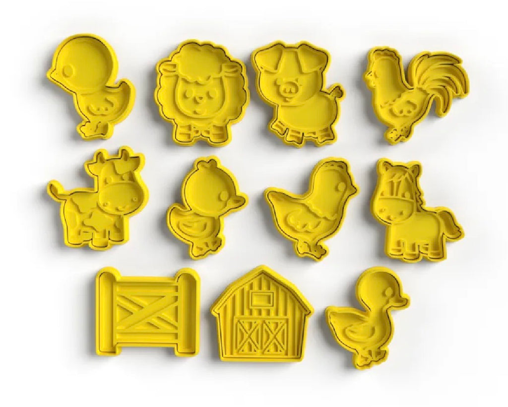 Farm animal cookie cutter set — all 11 pieces