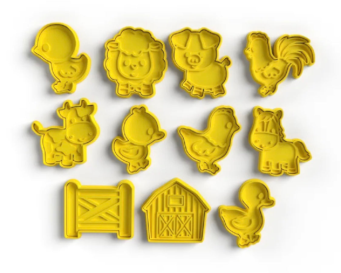 Farm animal cookie cutter set — all 11 pieces