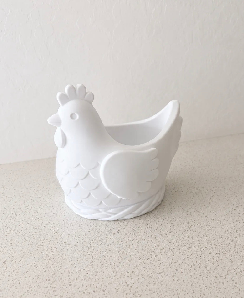 Chicken utensil holder — top view showing open bowl interior