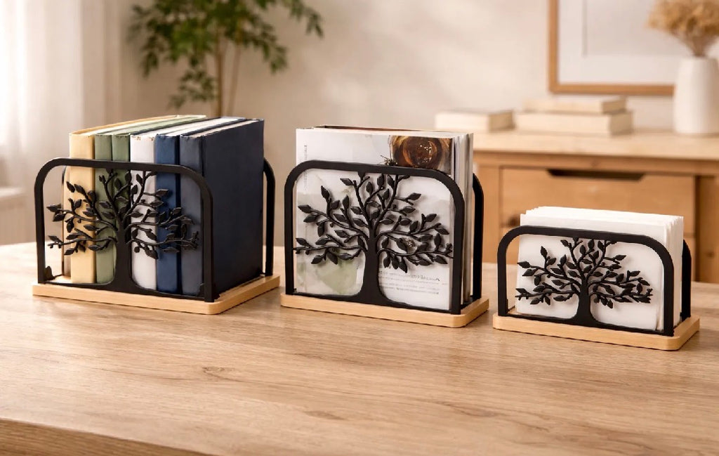 Tree of Life holder used as napkin holder, magazine rack, and book stand