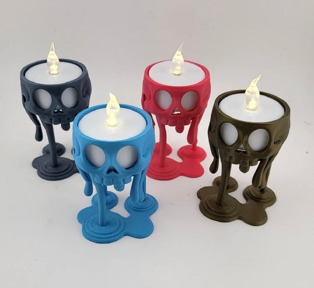 Melting Skull Tea Light Holder Set of 4 | Halloween Home Decor