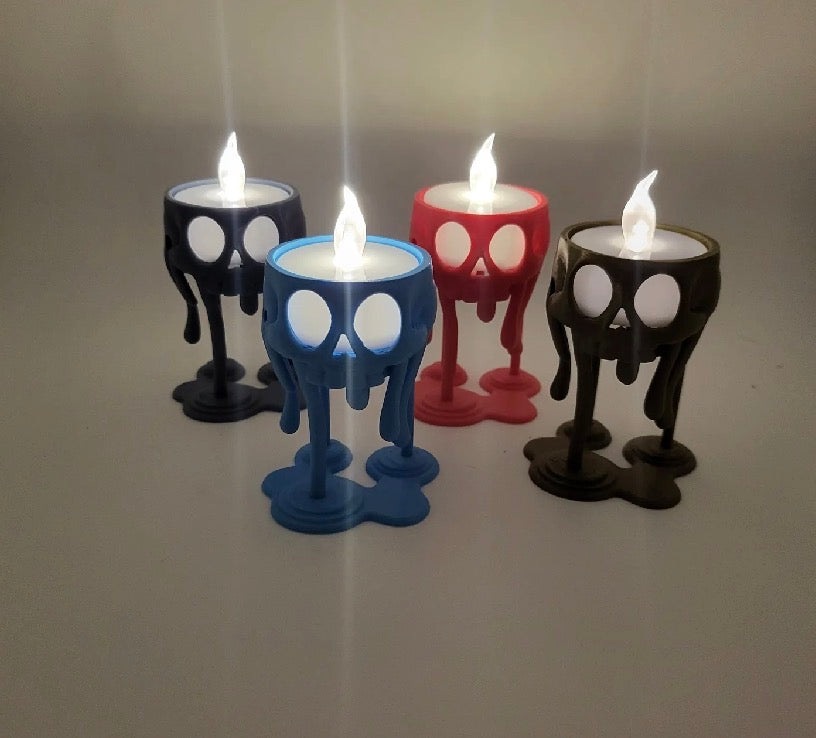 Melting Skull Tea Light Holder Set of 4 | Halloween Home Decor