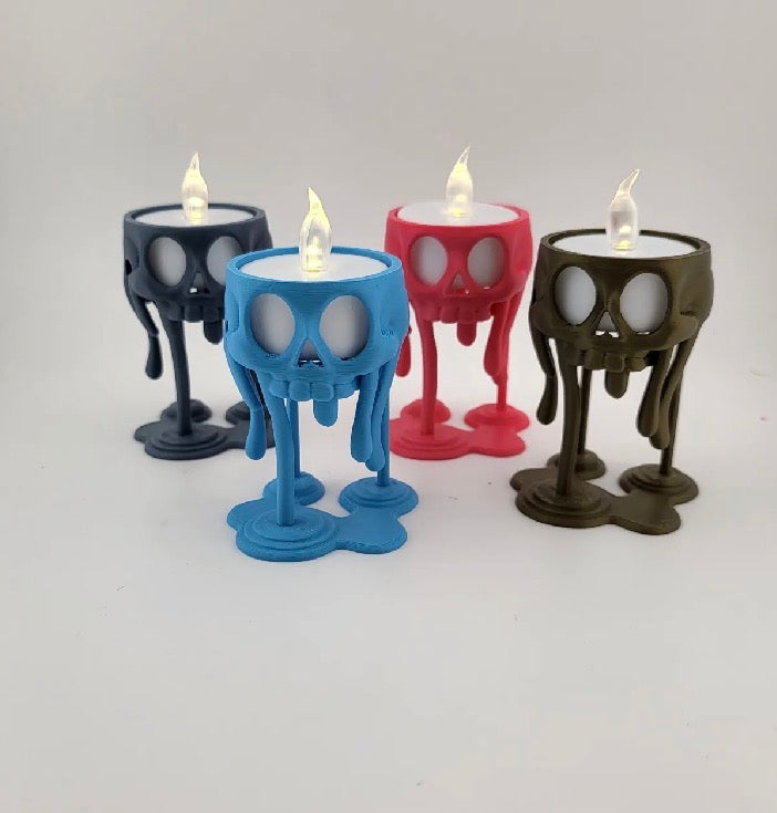 Melting Skull Tea Light Holder Set of 4 | Halloween Home Decor