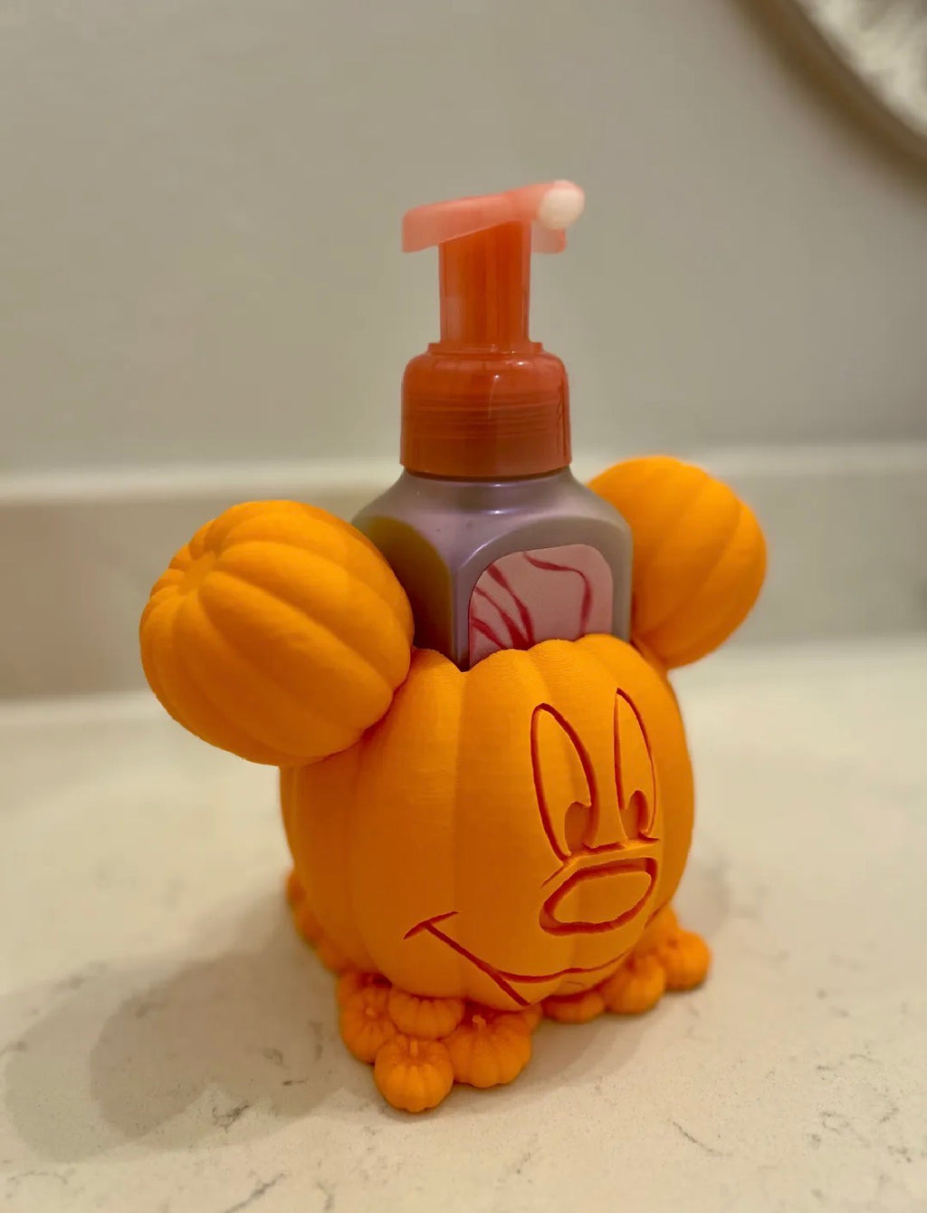 Pumpkin Mouse Soap Dispenser Holder | Halloween Bathroom Decor
