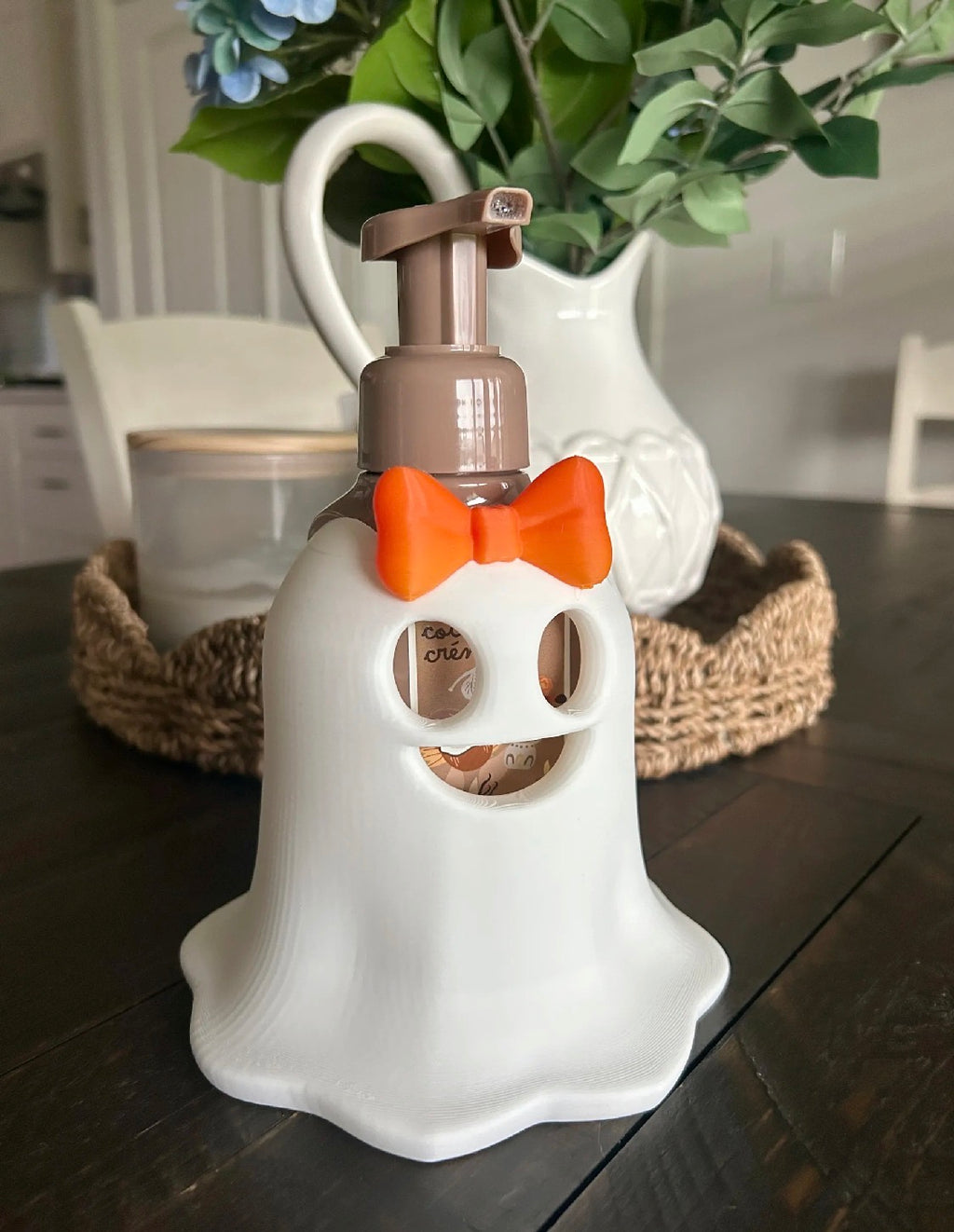 Ghost Soap Dispenser Holder | Halloween Bathroom Decor | With or Without Bow