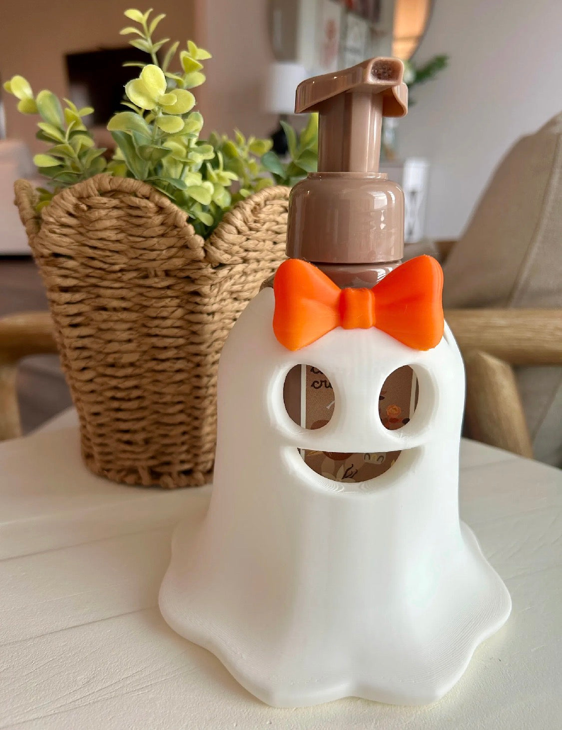 Ghost Soap Dispenser Holder | Halloween Bathroom Decor | With or Without Bow