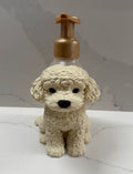 Curly dog soap dispenser holder front view