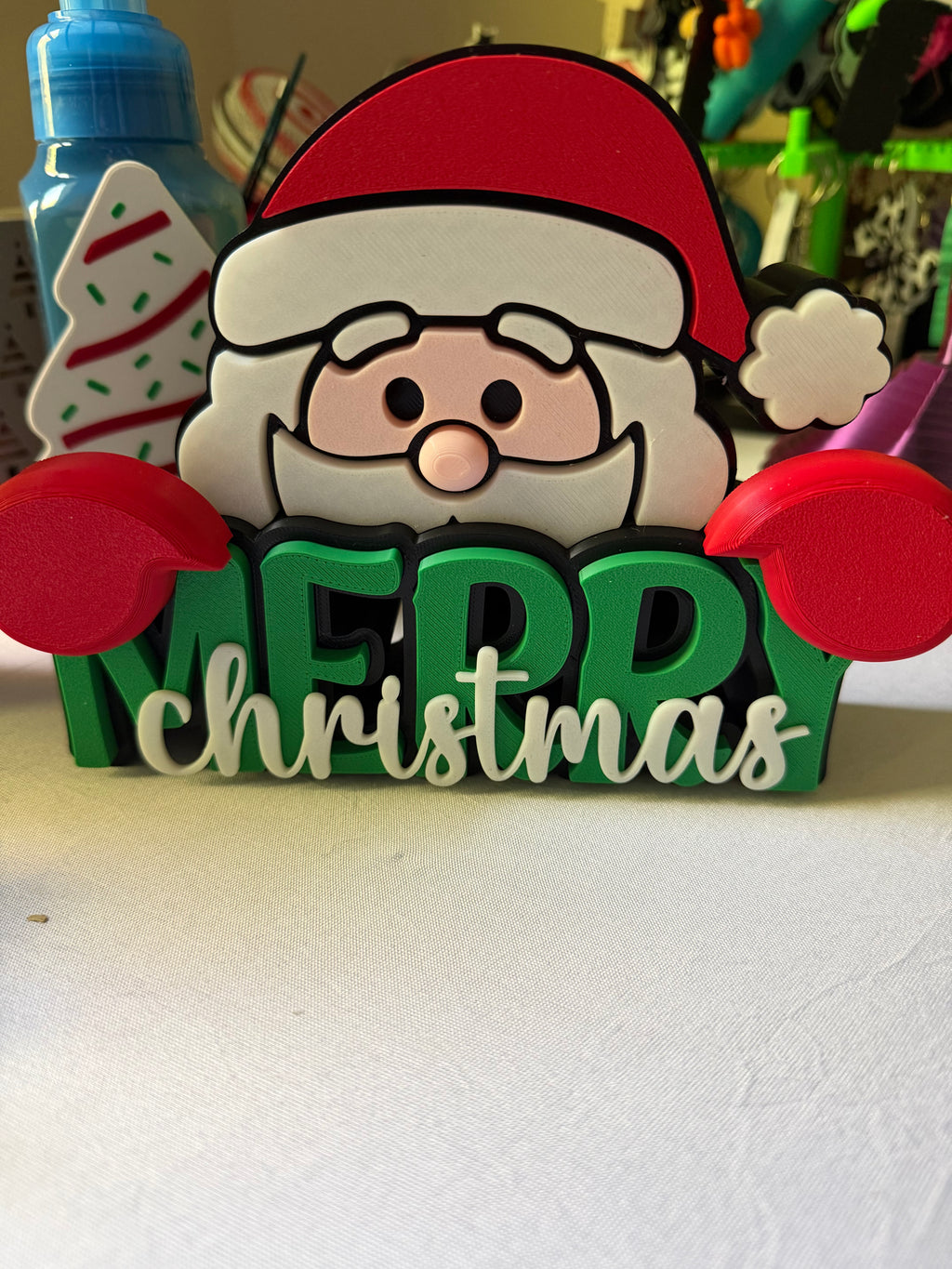 Santa “Merry Christmas” Layered Tabletop Sign