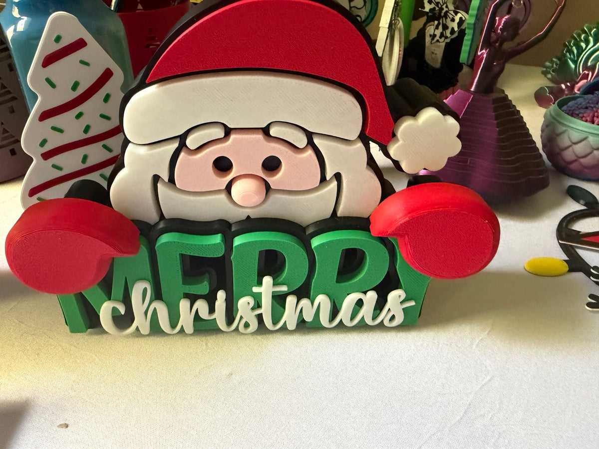 Santa “Merry Christmas” Layered Tabletop Sign
