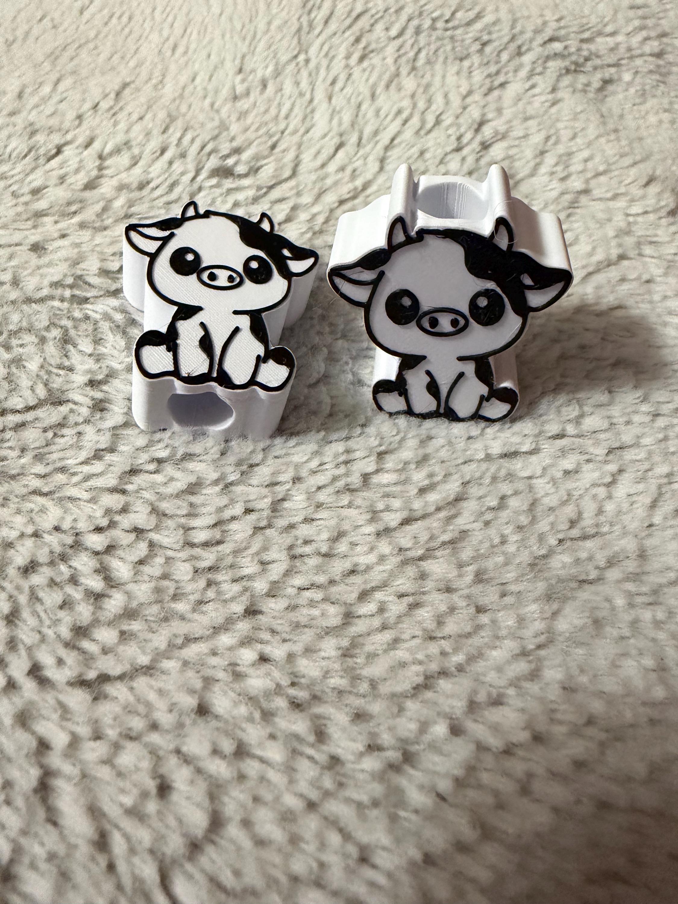 Adorable cow straw topper. Black and white cow, Stanley cup style straws