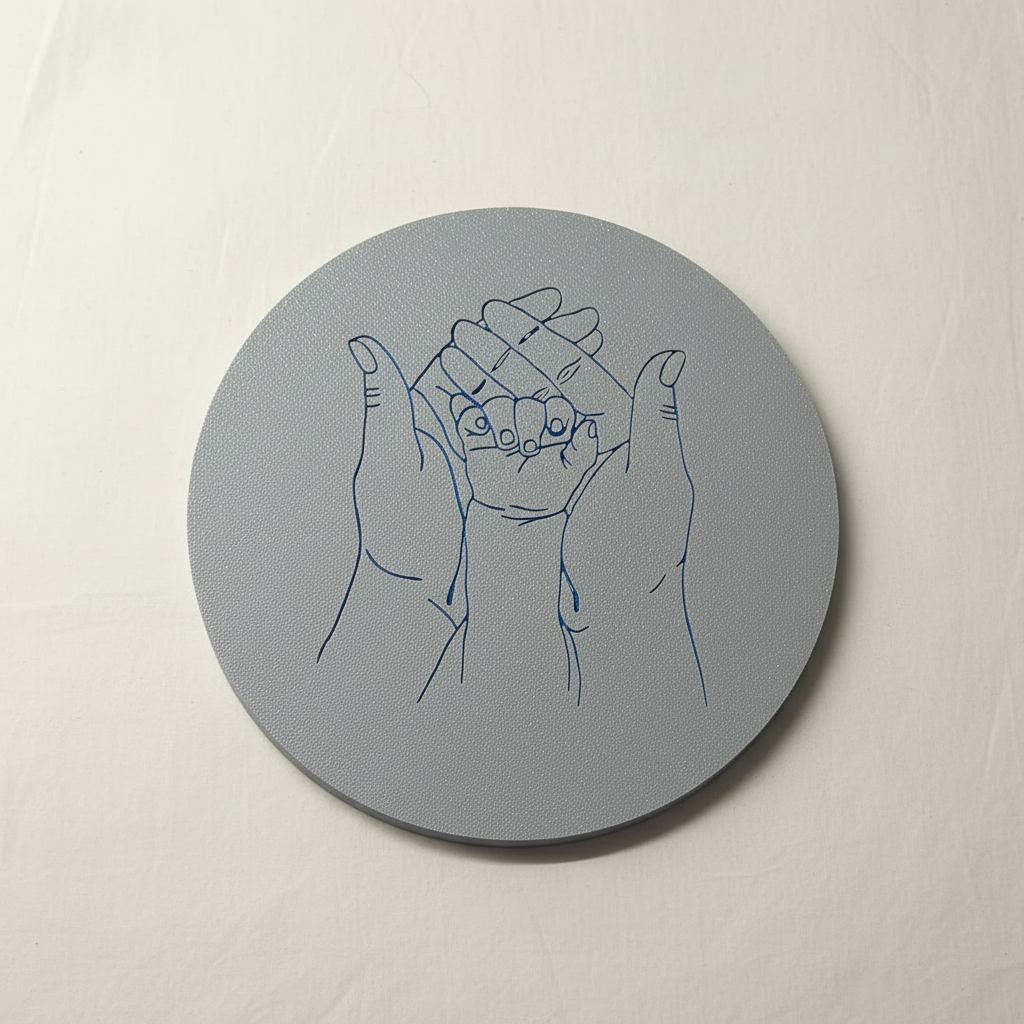 Family hands keepsake sign light blue