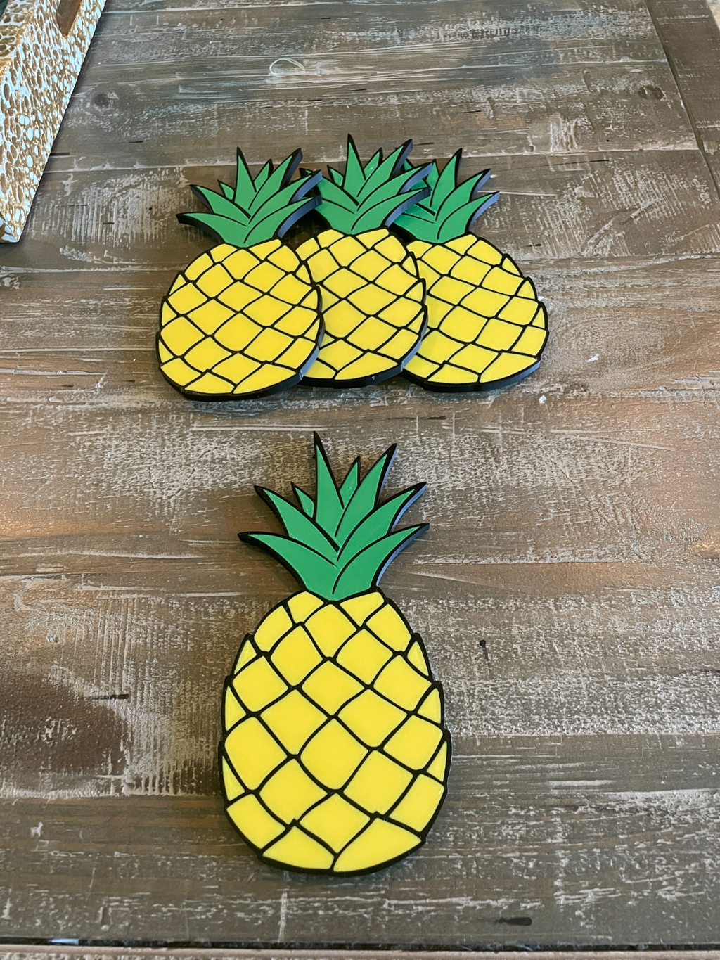 Pineapple Coaster Set of 4 with Holder — 3D Printed