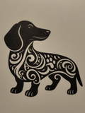 Tribal dachshund art sign front view